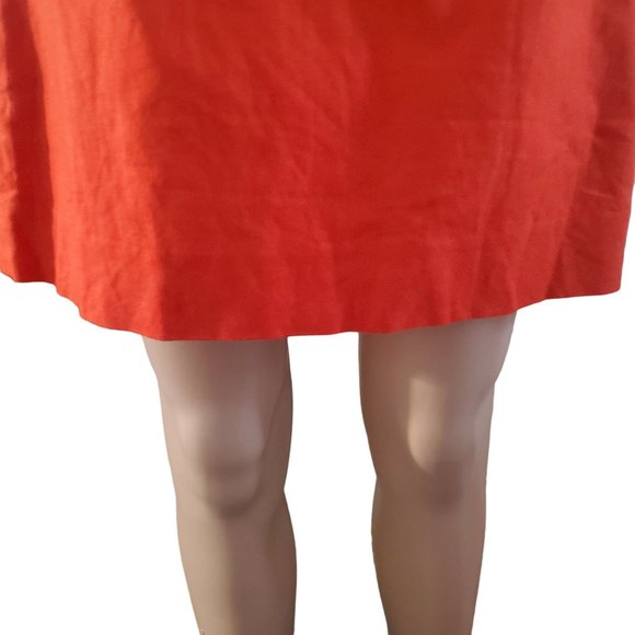 J. Crew Factory Sz 4 Red Linen Cotton Pull On Mini Skirt Lined Pockets - Picture 4 of 10